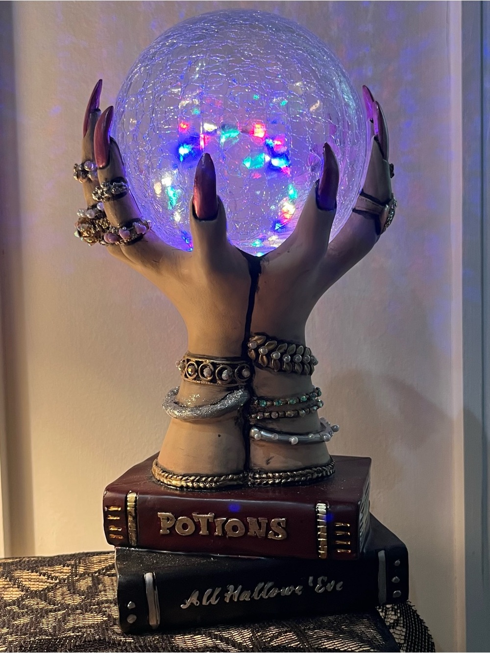 LED Crystal Ball Table Lamp - Purple Accent